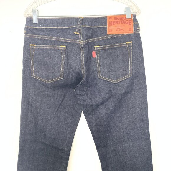 Evisu Heritage Dark Wash Denim Jeans With Straight Leg Cut Size 29 - Picture 8 of 9